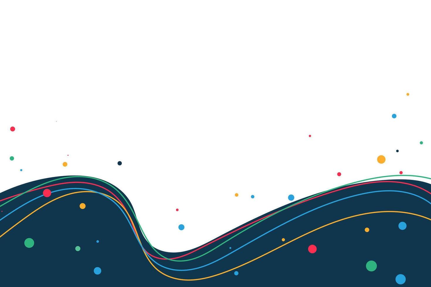 Colorful lines waves and dots abstract background vector
