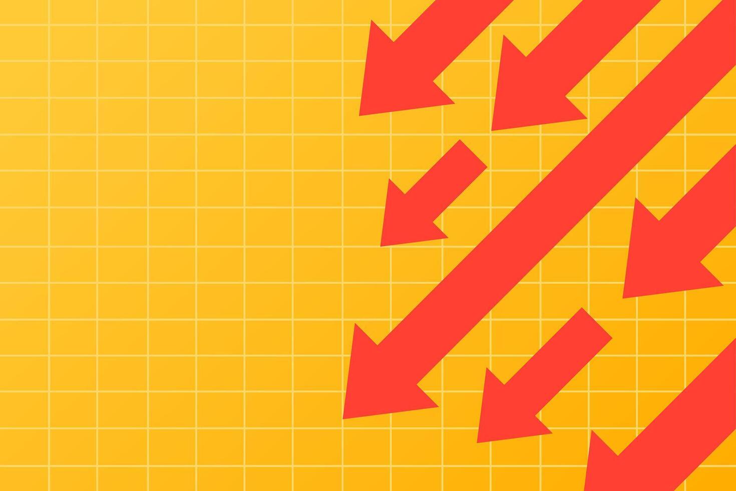 Fall down red arrow graph background vector