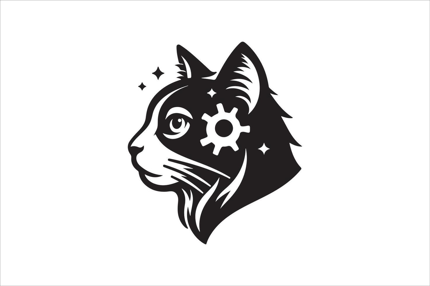 Cat head silhouette. vector
