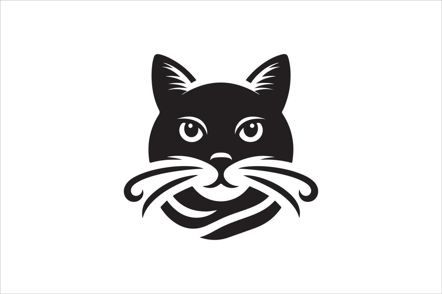 Cat head silhouette. vector