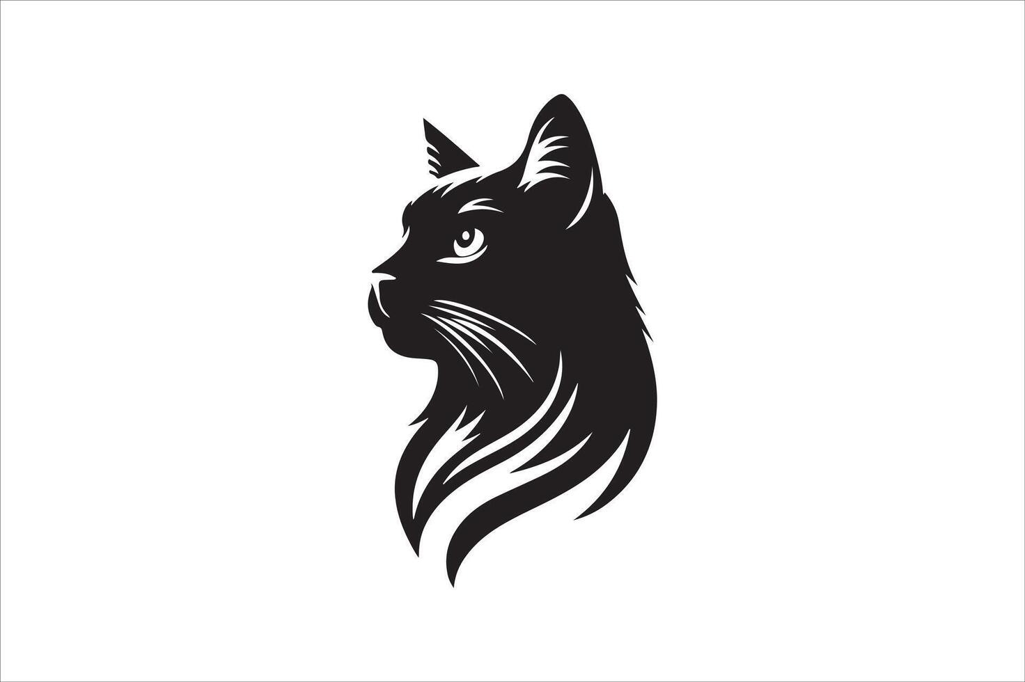 Cat head silhouette. vector