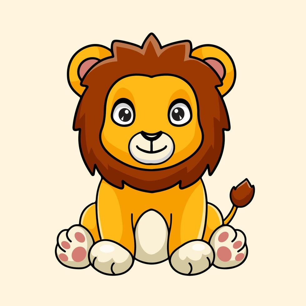 Cute lion cartoon on white background vector