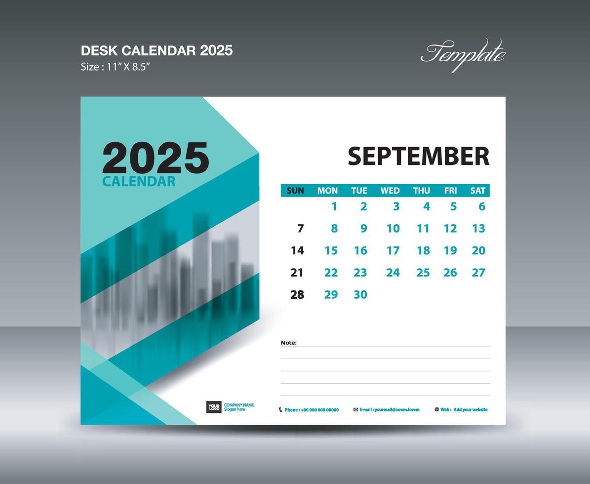 September 2025 template- Desk Calendar 2025 year template, wall ...