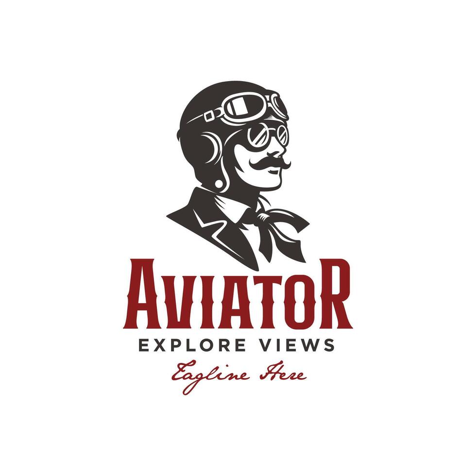 Vintage Retro Aviator Pilot Goggles Logo Design vector