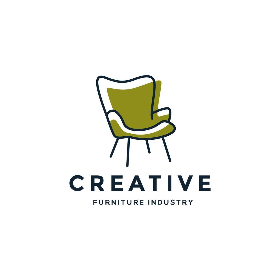 Abstract furniture logo design concept. Symbol and icon of chairs, sofa, tables, and home furnishings vector