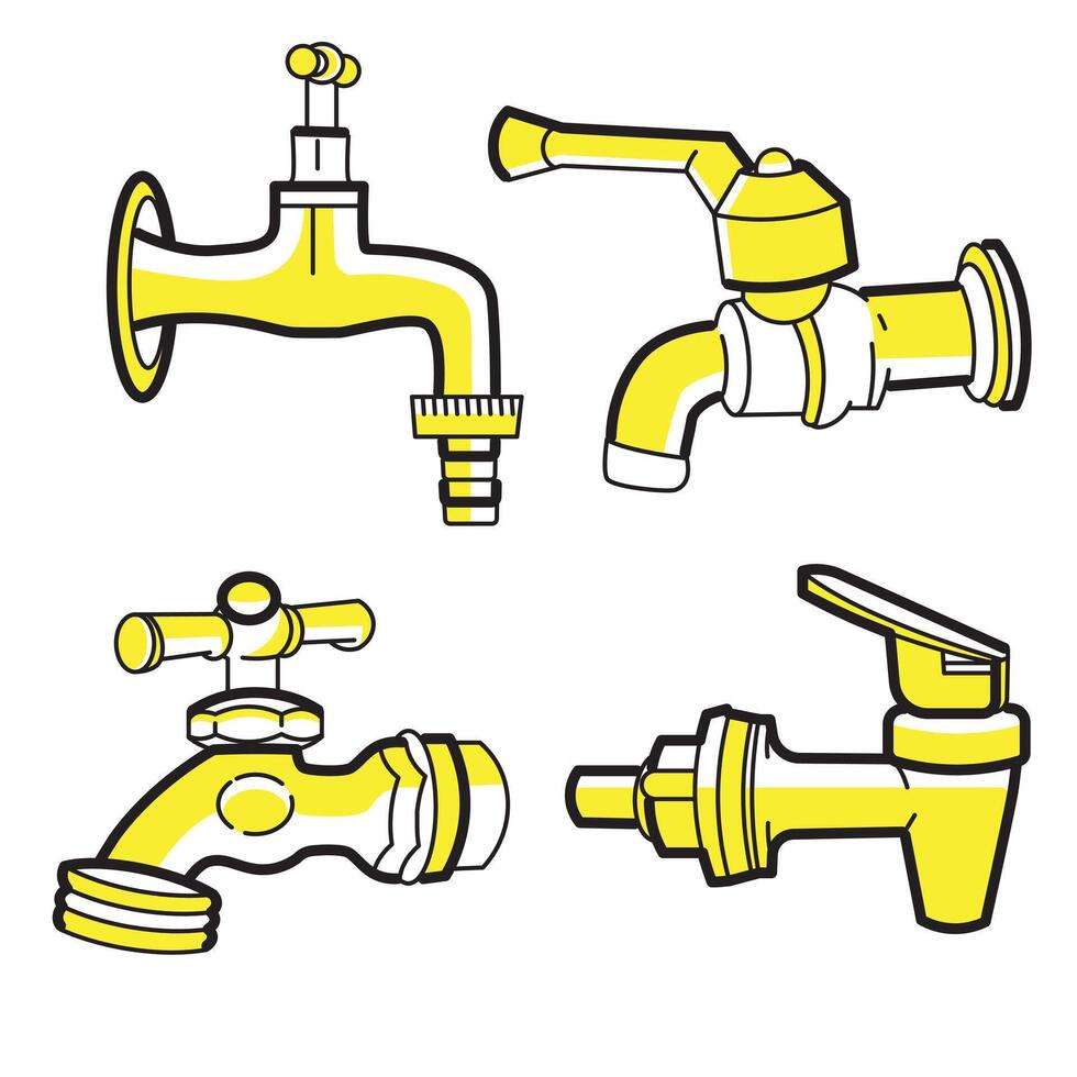 water taps, water faucets simple illustration vector