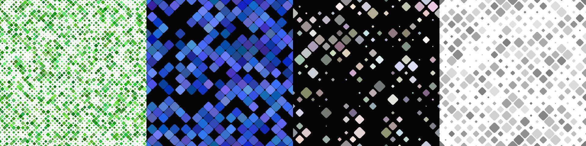 Seamless geometrical diagonal square pattern set vector