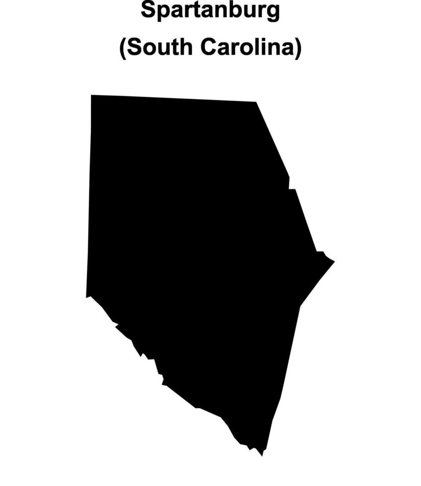Spartanburg County, South Carolina blank outline map vector
