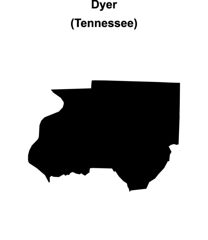 Dyer County, Tennessee blank outline map vector