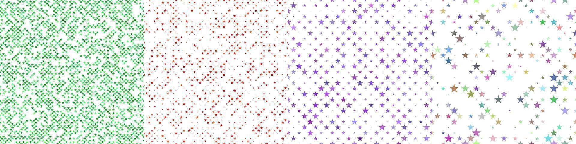 Seamless pentagram star pattern set vector
