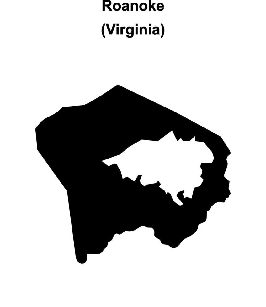Roanoke County, Virginia blank outline map vector