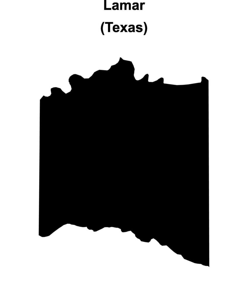 Lamar County, Texas blank outline map vector