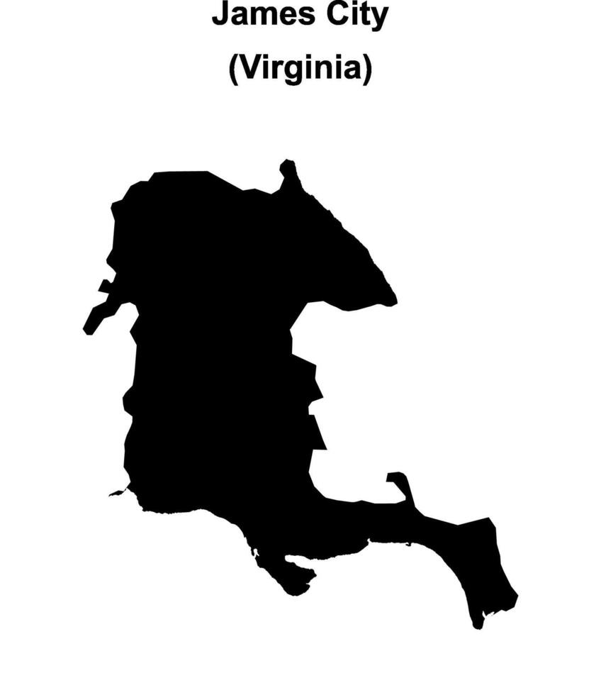 James City County, Virginia blank outline map vector