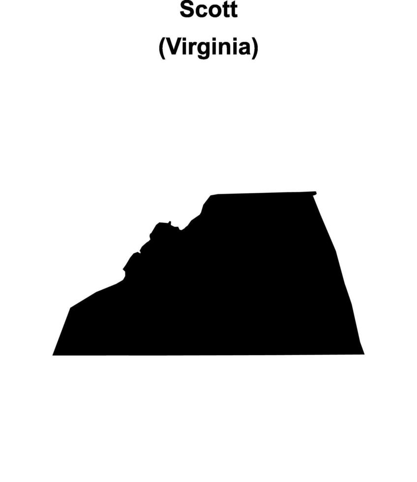 Scott County, Virginia blank outline map vector