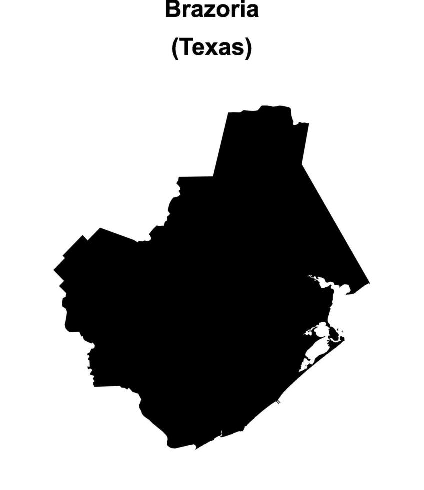 Brazoria County, Texas blank outline map vector