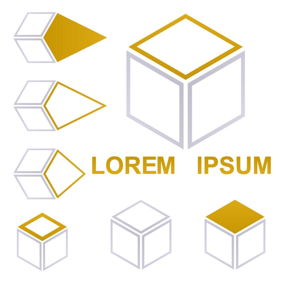 Cube logo set vector
