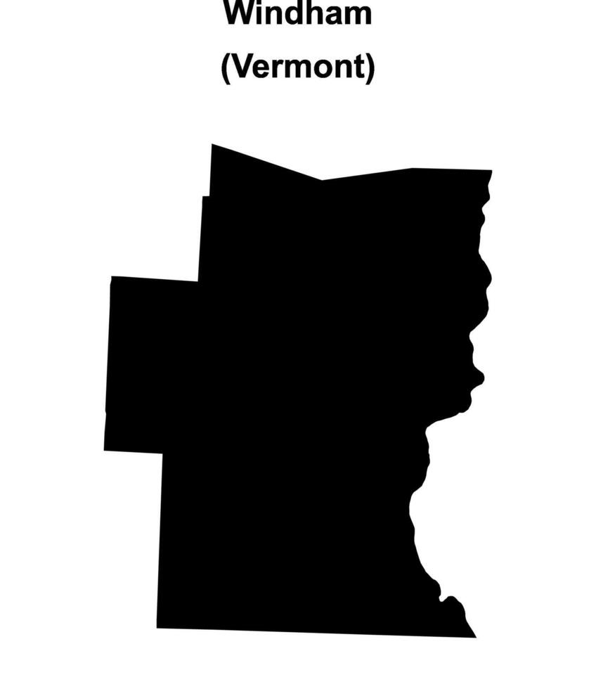 Windham County, Vermont blank outline map vector