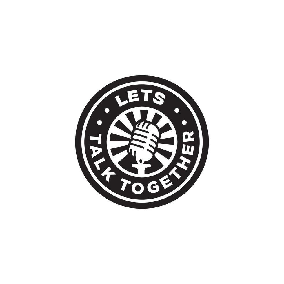 Talk Podcast Mic Microphone Communication Logo Design vector