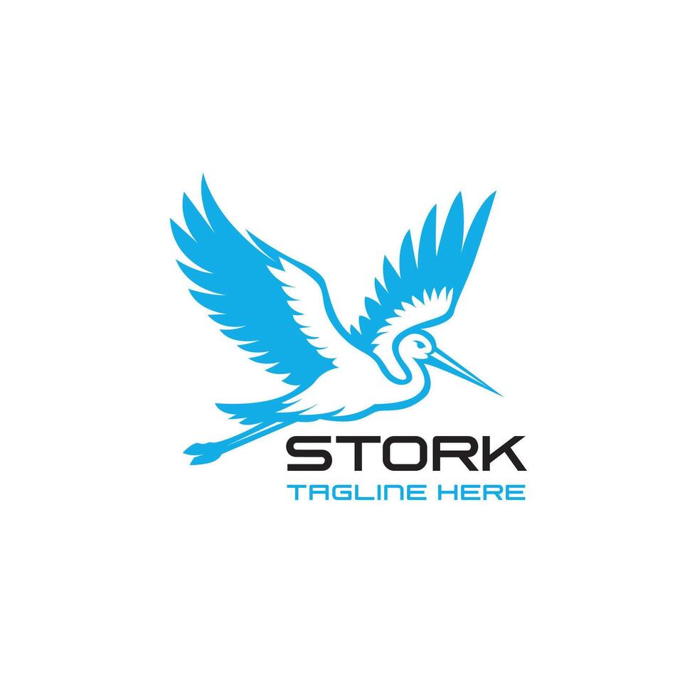 Flying Stork Heron Bird Nature Wildlife Illustratrion vector