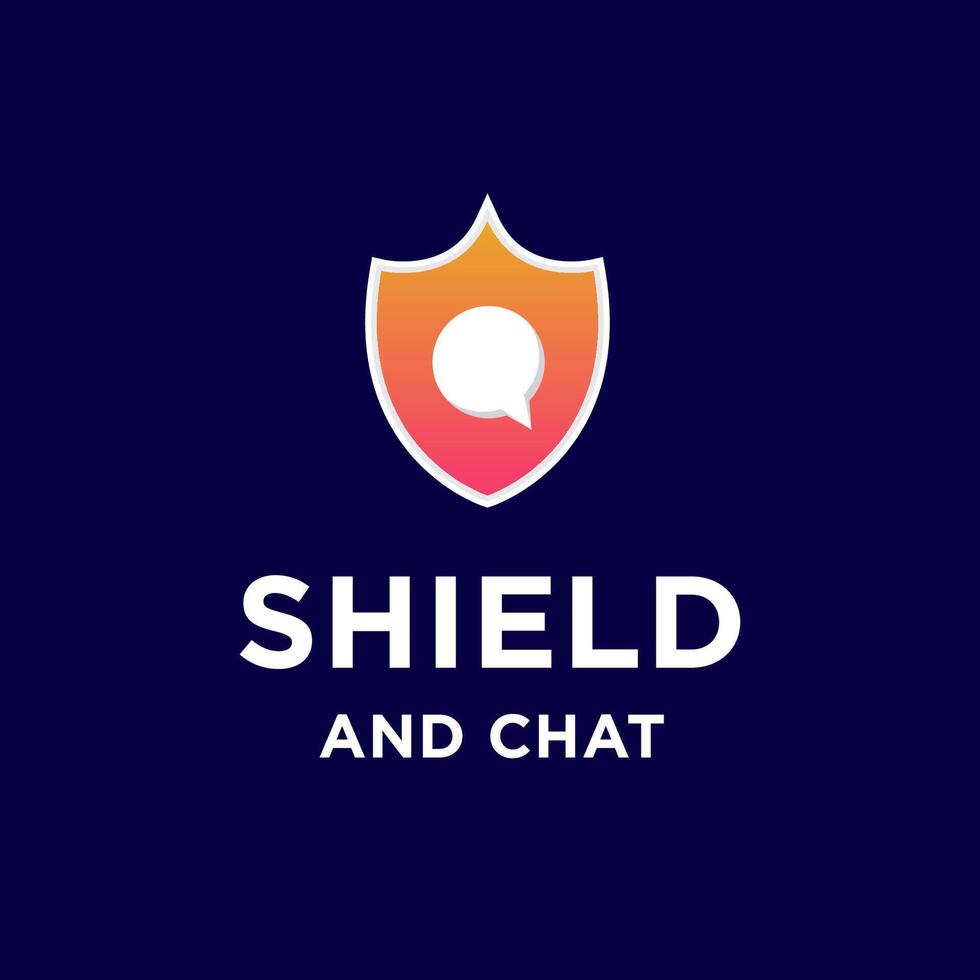 Shield Secure Protection With Bubble Chat Conversation Message Logo Design vector