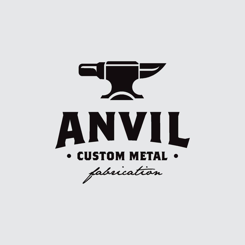 Blacksmith Custom Metal Forge Anvil Foundry Ironwork Logo Design vector