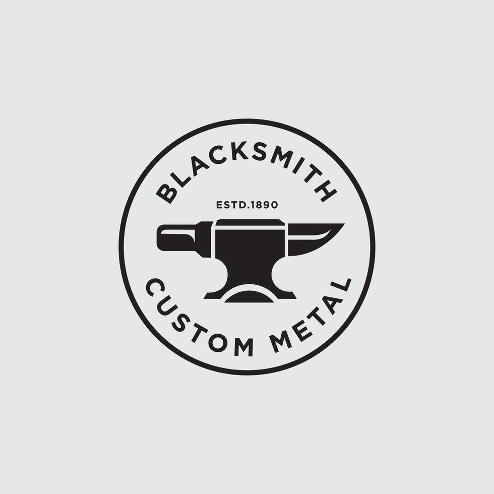 Blacksmith Custom Metal Forge Anvil Foundry Ironwork Logo Design vector