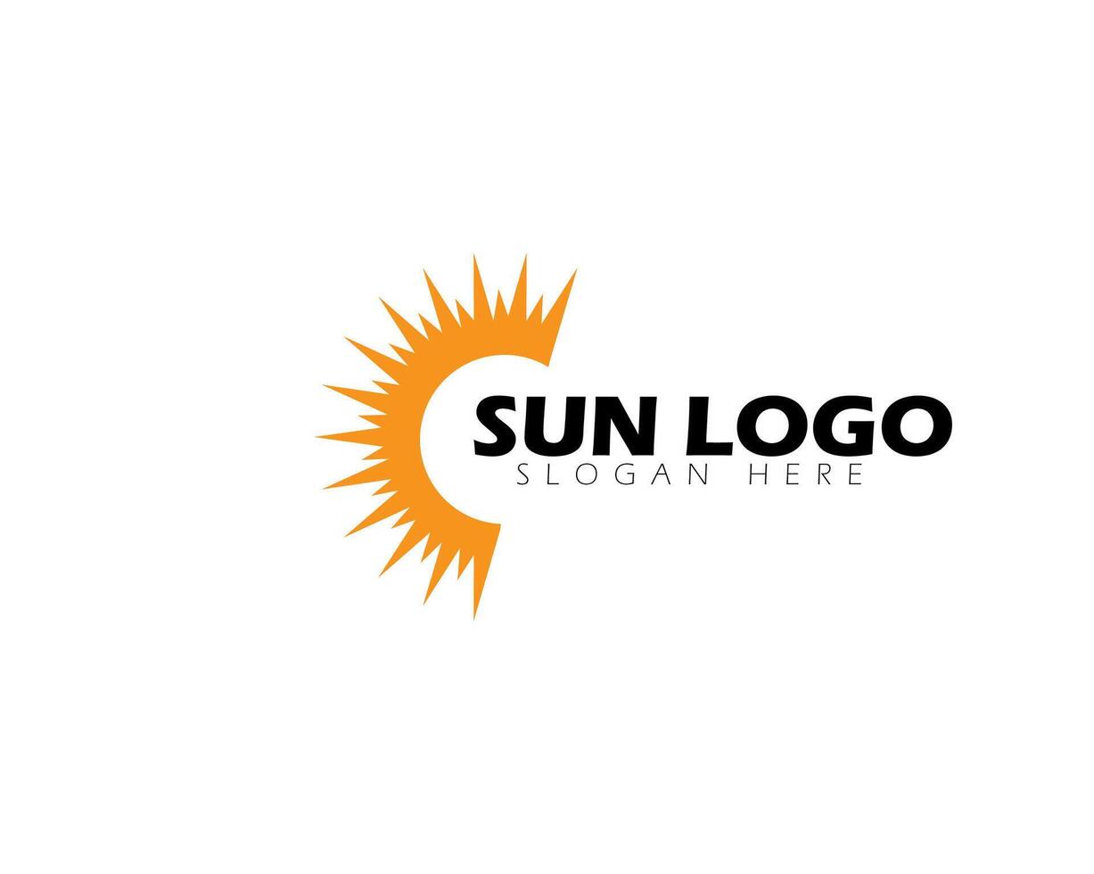 Morning or Summer Sun Rays for Solar Panel System Electricity Logo Design vector