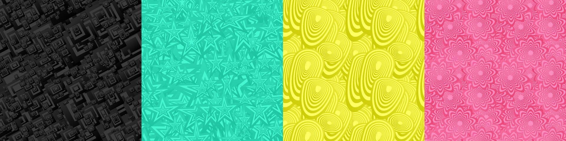 Seamless geometric pattern background set vector