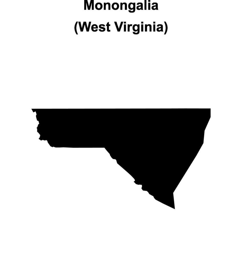 Monongalia County, West Virginia blank outline map vector