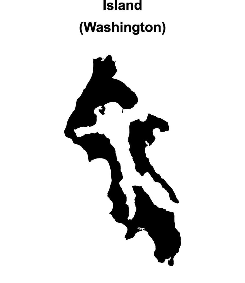 Island County, Washington blank outline map vector