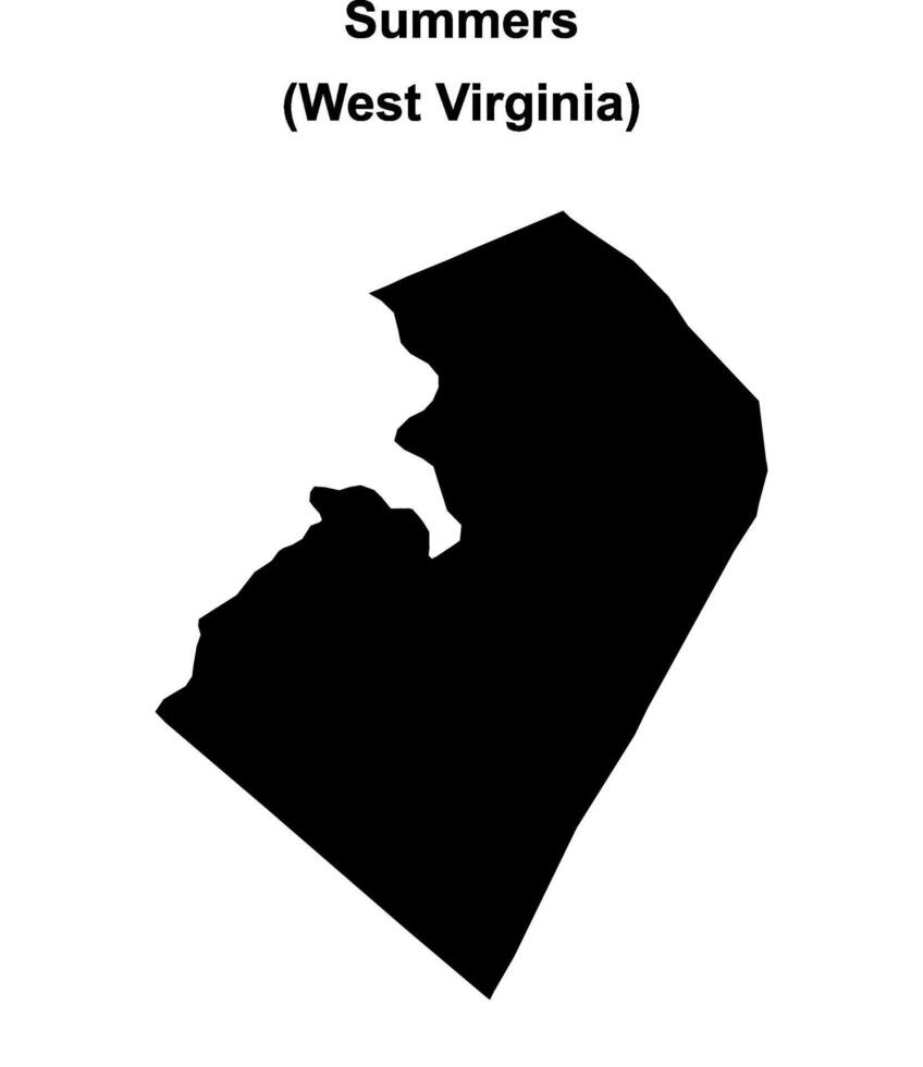 Summers County, West Virginia blank outline map vector
