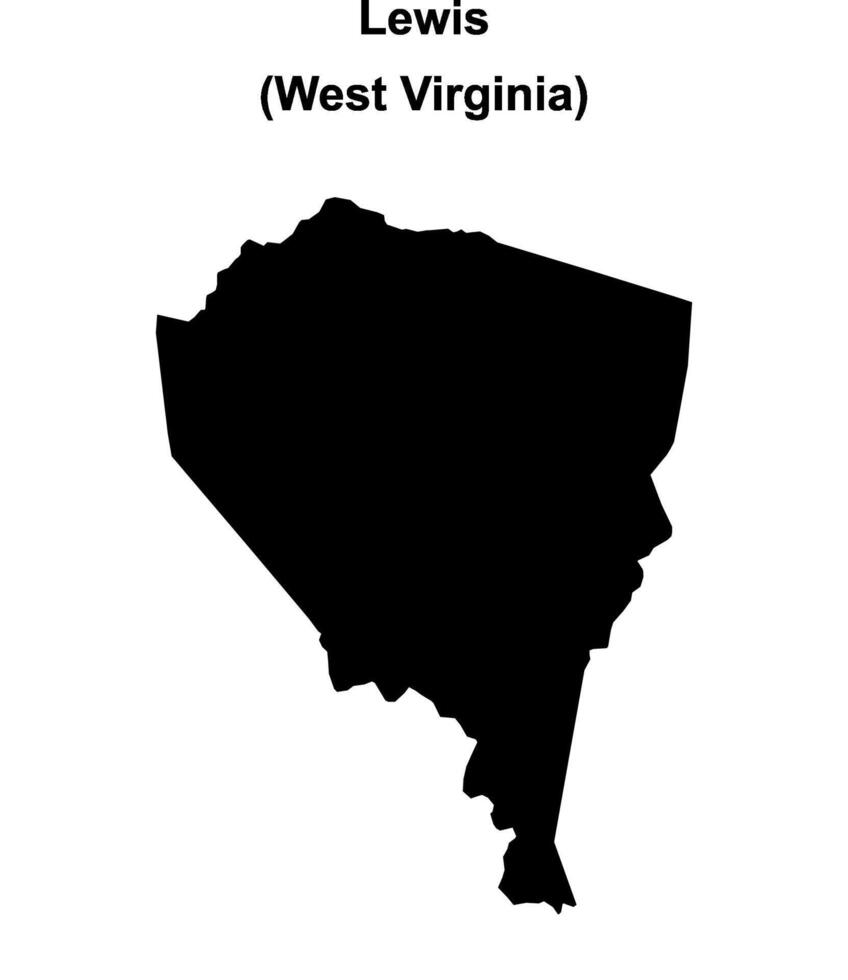 Lewis County, West Virginia blank outline map vector