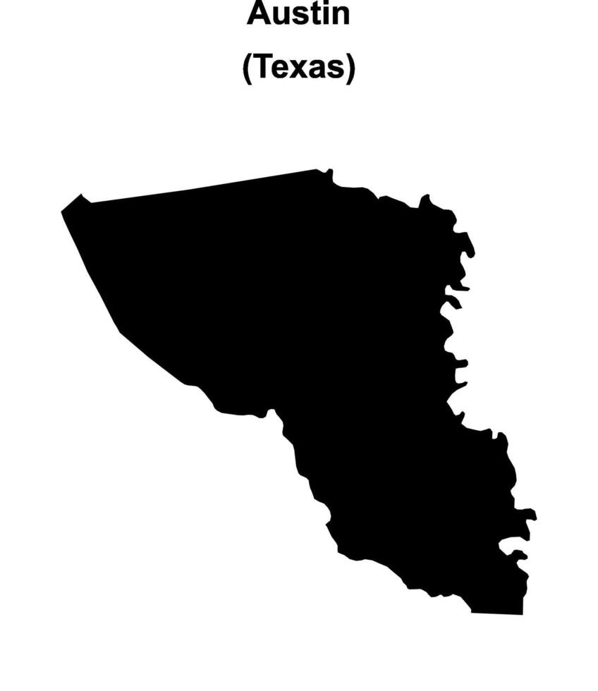 Austin County, Texas blank outline map vector