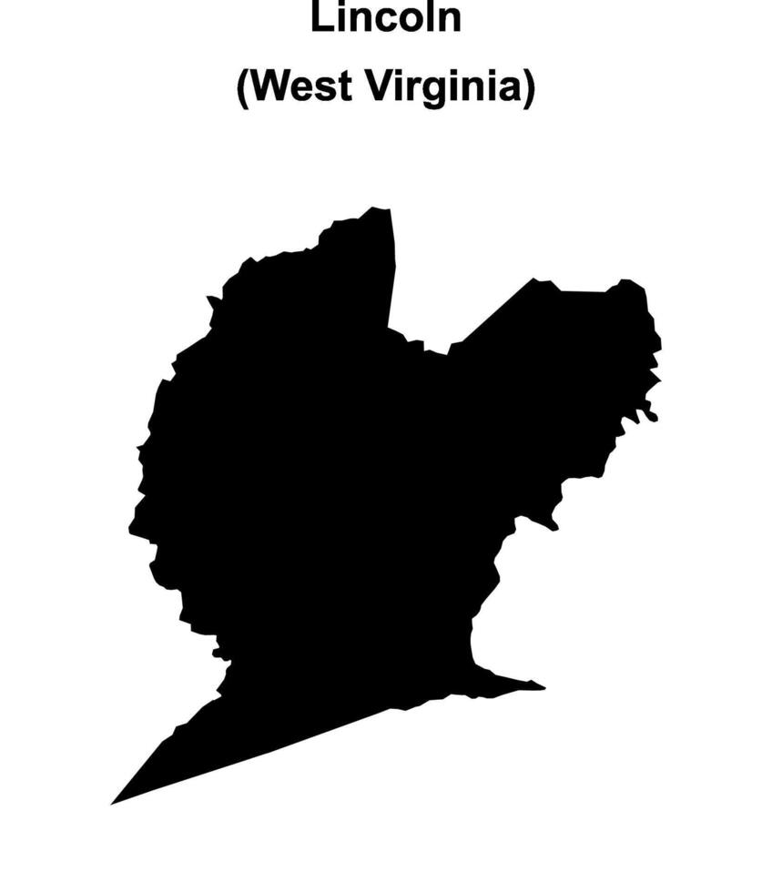 Lincoln County, West Virginia blank outline map vector