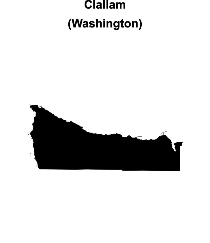 Clallam County, Washington blank outline map vector