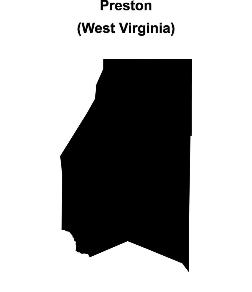 Preston County, West Virginia blank outline map vector