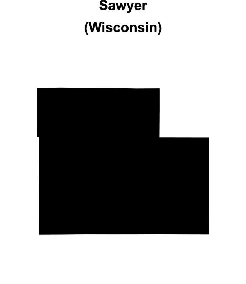 Sawyer County, Wisconsin blank outline map vector
