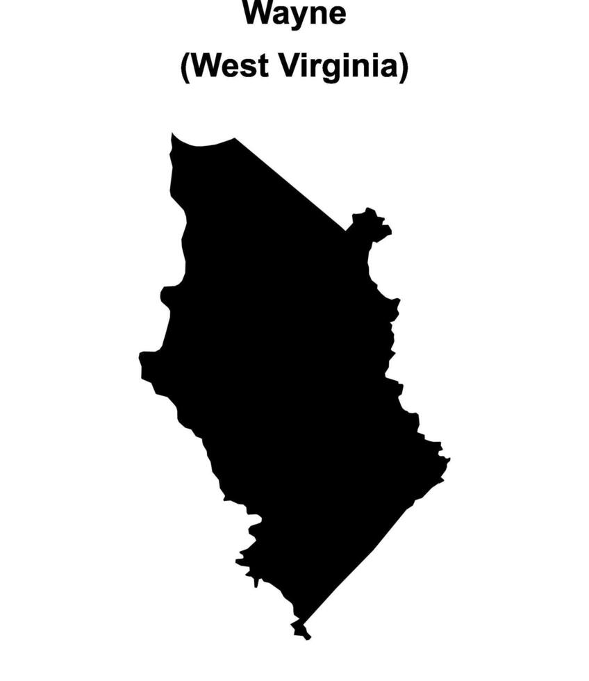 Wayne County, West Virginia blank outline map vector