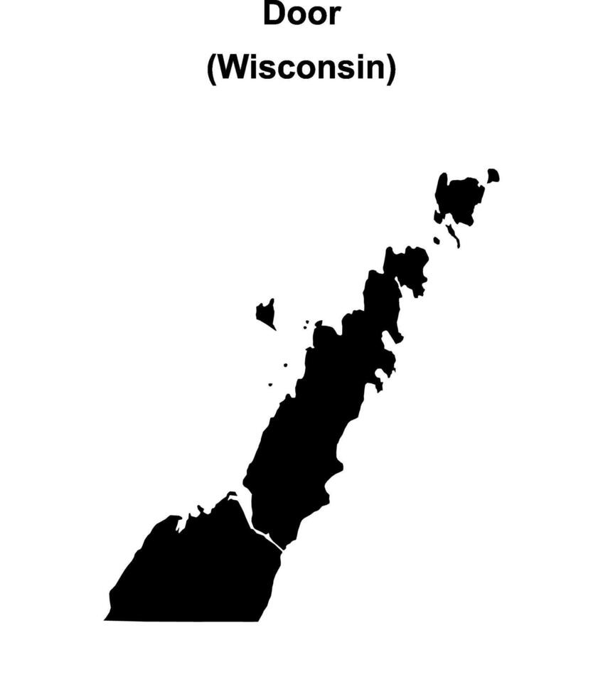 Door County, Wisconsin blank outline map vector