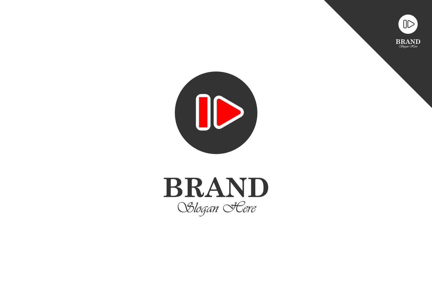 Play button logotype. Entertainment brand identity design template. Perfect logo for business related to cinema industry. Isolated background. Eps 10. vector
