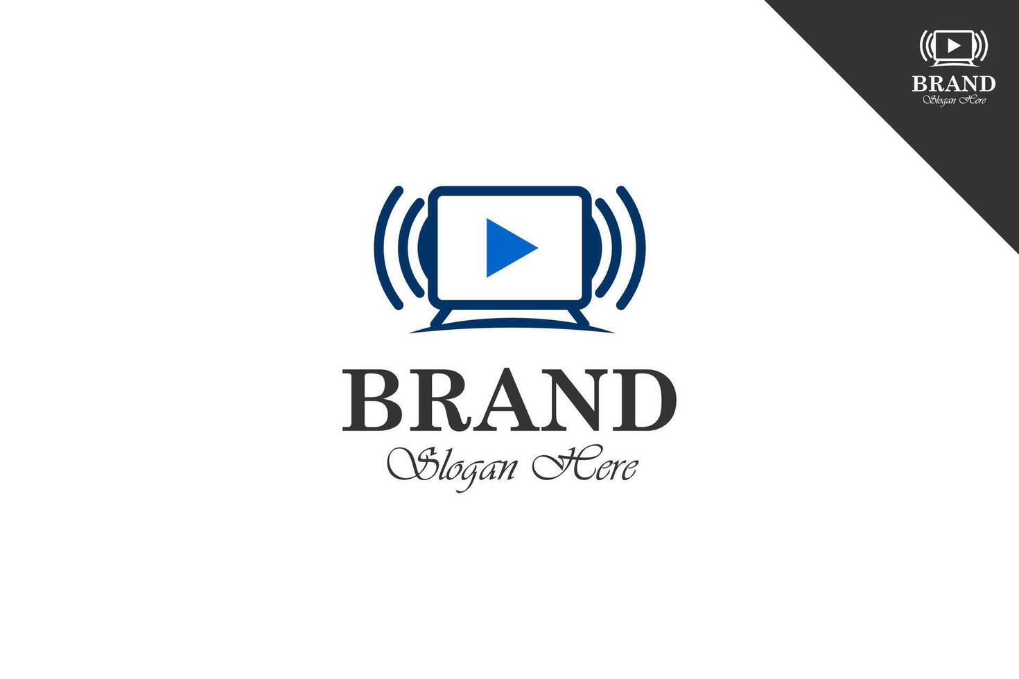 Media electronic modern logotype. Entertainment brand identity design template. Perfect logo for business related to cinema industry. Isolated background. Eps 10. vector
