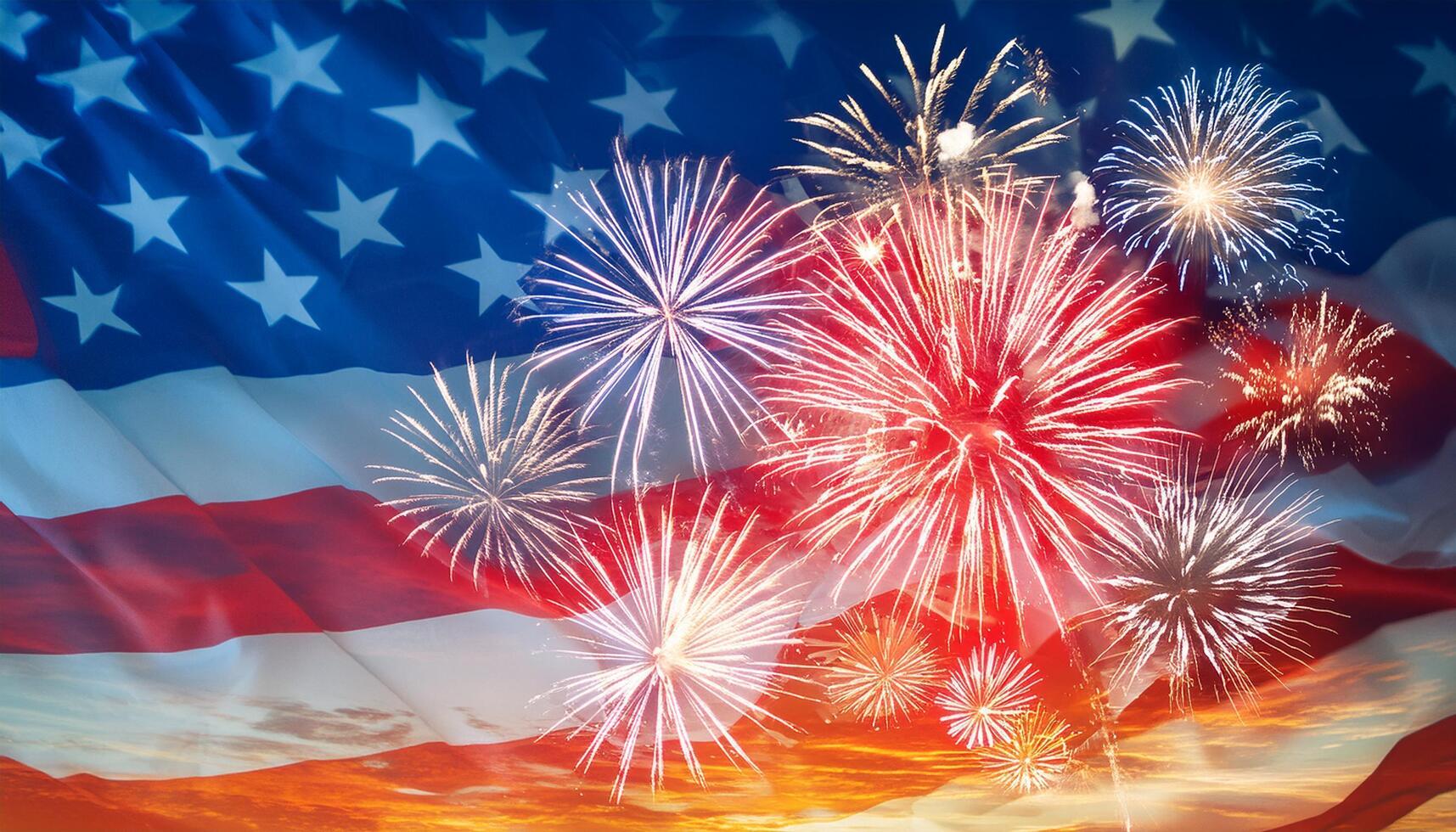 Independence Day July 4th American Flag Background Celebrating Freedom with Stars and Stripes, Perfect for Patriotic Designs and Festive Decorations photo