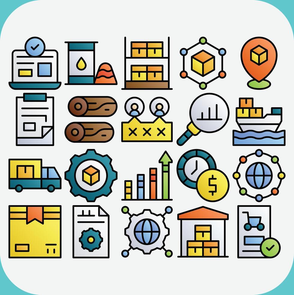 SUPPLY CHAIN DESIGN ICON PACK vector