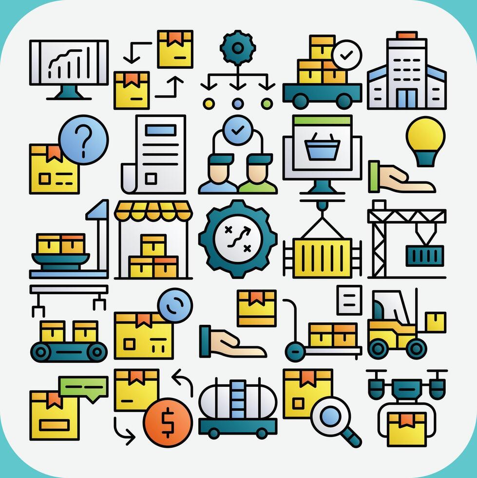 SUPPLY CHAIN LINE COLOR ICON PACK vector