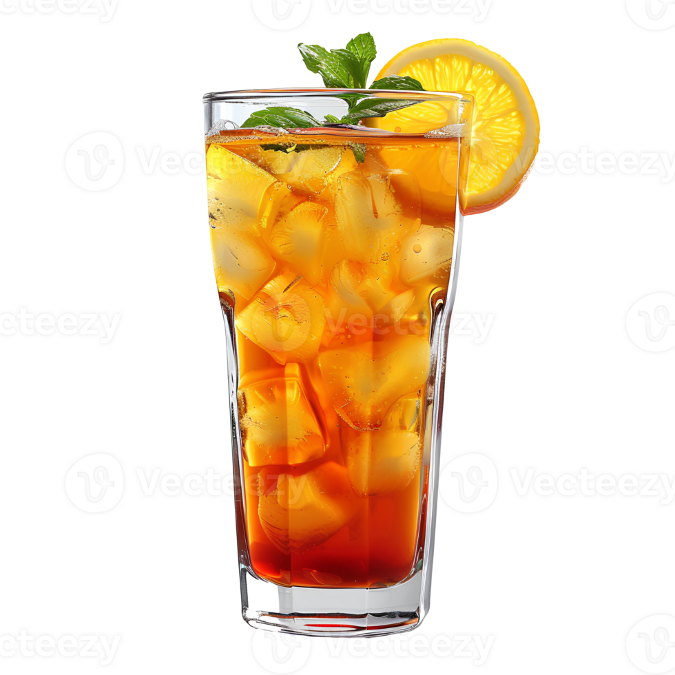 Tequila sunrise cocktail . Tequila sunrise in glass with tequila, orange juice, and grenadine syrup . Alcoholic beverage tequila sunrise as refreshment during summertime heats isolated png