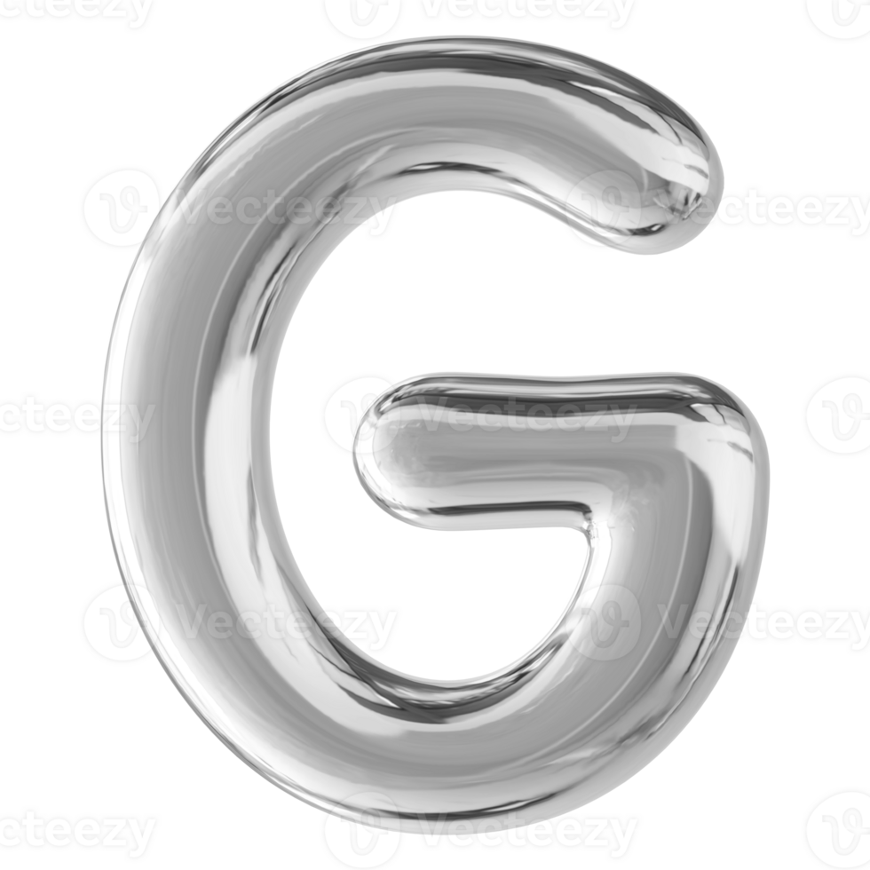 Silver 3D Bubble Font Letter G uppercase png