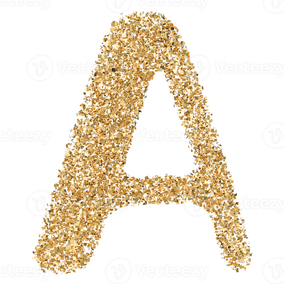 Gradient Glitter Font Letter A uppercase png