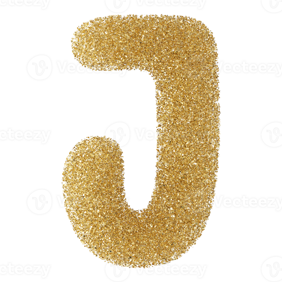 Gold Glitter Font Letter J uppercase png