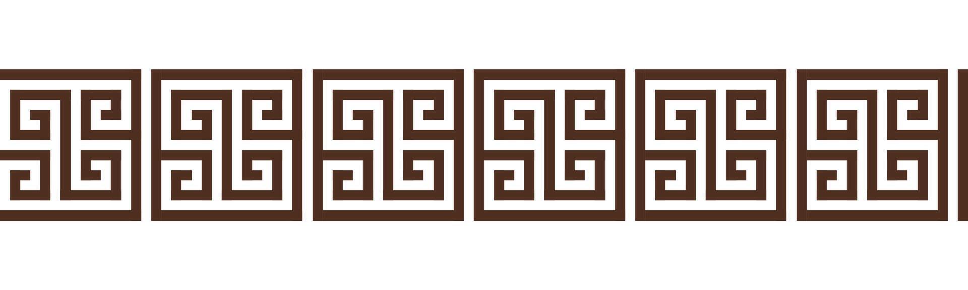Greek key seamless border pattern collection. Decorative ancient meander, Greece ornament with repeated geometric motif vector