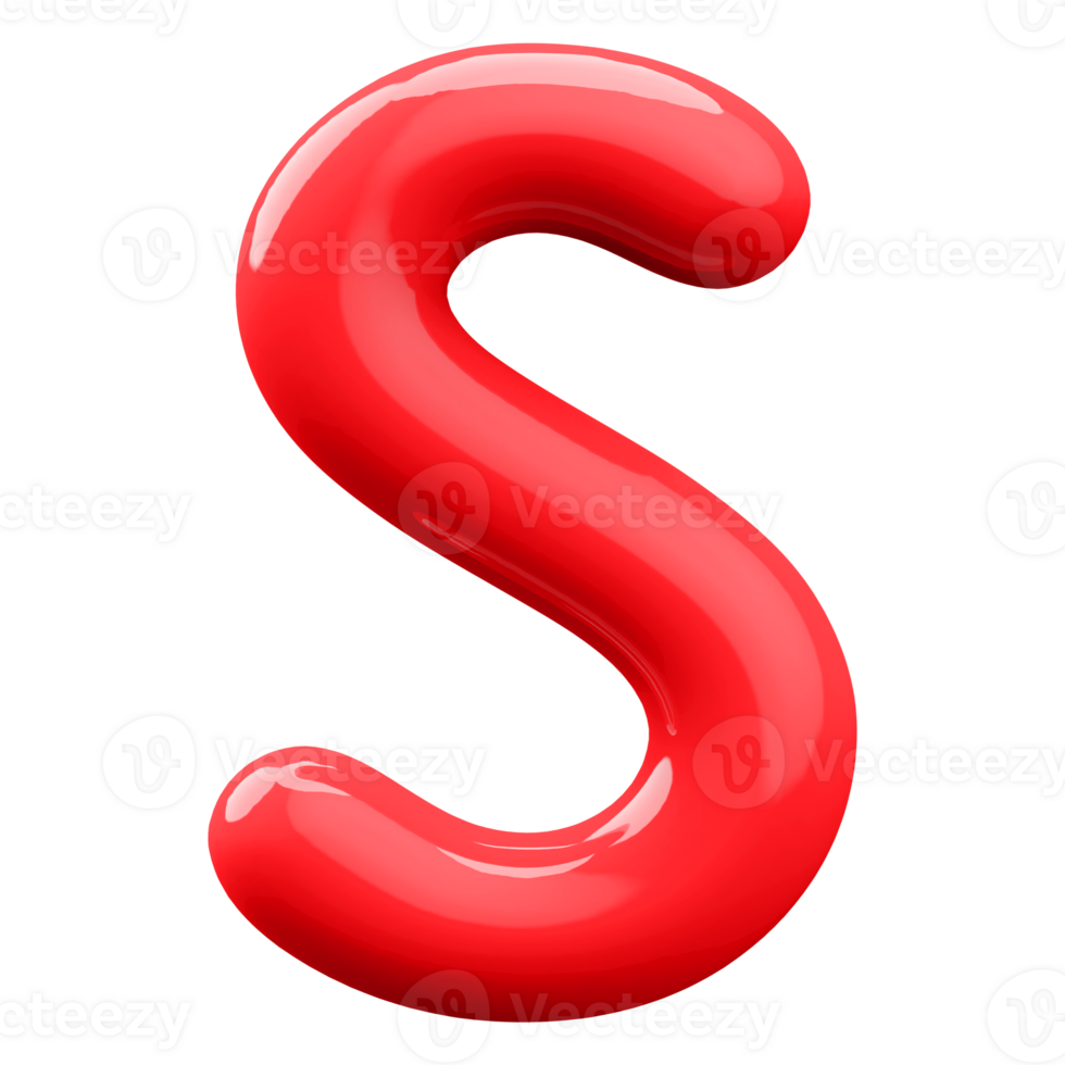 Red 3D Bubble Font Letter S uppercase png
